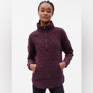 GAP | Women’s Black Quilted Jacquard Quartet-Zip Sweatshirt Jacket Size Medium